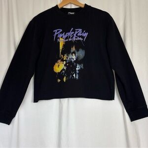 Prince Women's Large Purple Rain Long Sleeve Crop Top Sweatshirt Fleece Festive